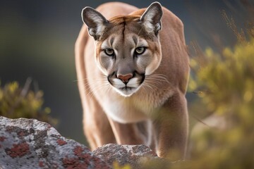Stealthy Puma in the American Wilderness, created with Generative AI technology