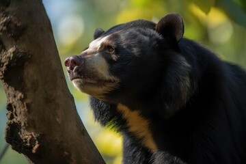 Mysterious Spectacled Bear in the Andean Cloud Forest, created with Generative AI technology
