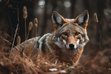 Obraz premium A coyote on the hunt for food. Generative AI