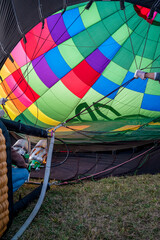 colorful hot air balloon, view from inside of balloon, getting ready for a ride