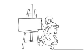 handicapped disabled woman painting art blank picture canvas education presentation hobby pose