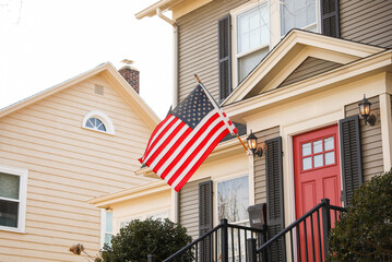 US flag depicting historic freedom and american pride along with independence of fourth of july and patriotism on a national level in the sky and home - Powered by Adobe