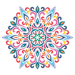 Colorful and unique floral ornamental mandala