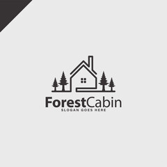 forest cabin rent logo simple design idea
