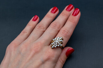 Fancy ring background, old vintage jewelry concept, promotional photo for an online jewelry store	