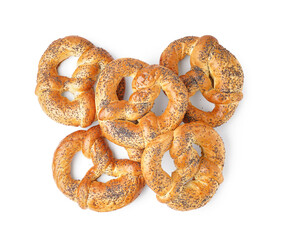 Tasty pretzels isolated on white background