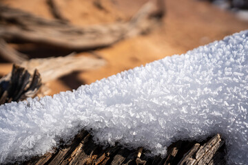 snow on wood