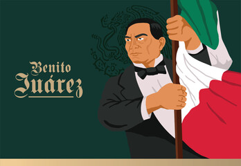 VECTORS. Illustration of Benito Juarez, Mexico’s former president and national hero. He led the country on the War of the Reform and the Second French Intervention