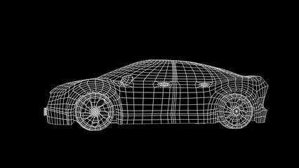 Naklejka premium car wireframe 3d