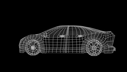 Naklejka premium car wireframe 3d