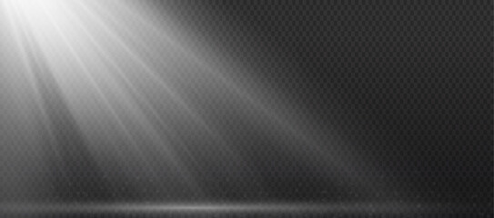 The spotlight shines on the stage. light from a lamp or spotlight. special effects on transparent background. Vector illustration