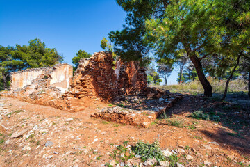 Ruins of abandoned miners' houses in Lavrion region