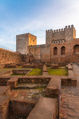 Alcazaba ruins at alhambra in Granada