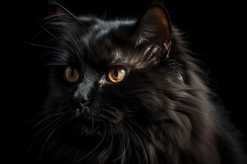A black cat observing. Generative AI