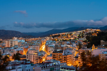 Fototapeta na wymiar View of Malaga before sunrise