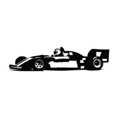Foto op Canvas Racing Car vector sign design. Isolated a racing car which appears as a formula one vehicle, rally car. © Arxay