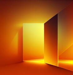 abstract geometric background with orange yellow gradient panels colliding, generative ai