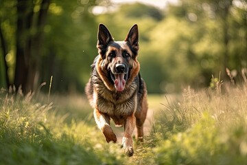In the summer, the oldest German shepherd runs in the park. Generative AI