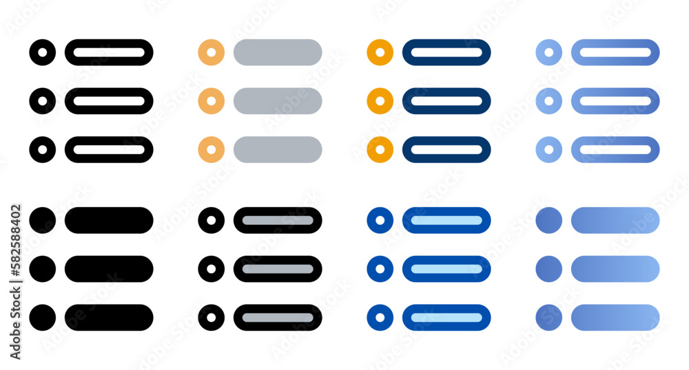 Poster list icons in different style. list icons. different style icons set. vector illustration