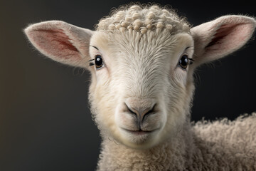 Generative AI. Animal illustration. Portrait of a spring lamb.