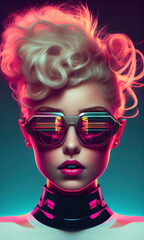 Beautiful woman. sunglasses. Fashion concept art for tv commercials, movie costumes and music album covers.