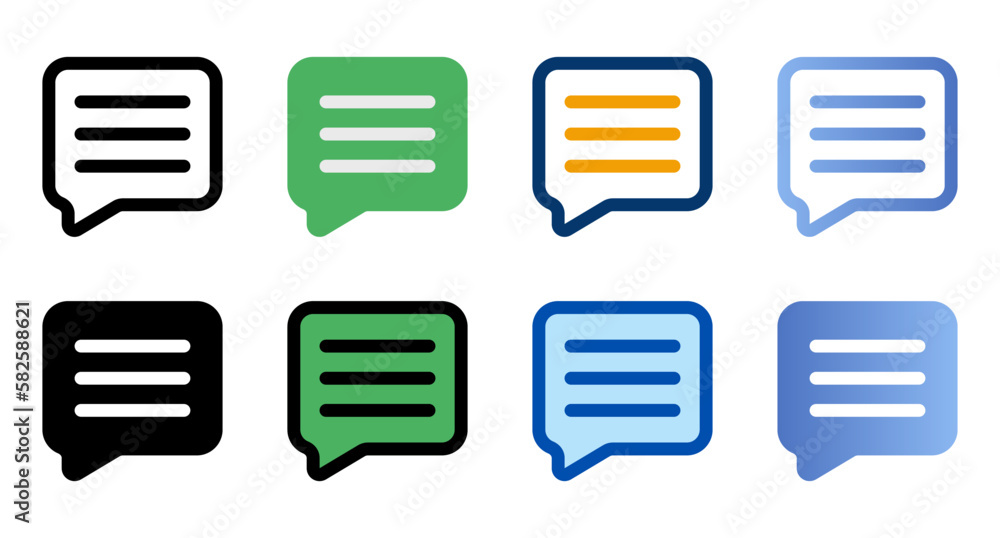 Poster comment icons in different style. comment icons. different style icons set. vector illustration