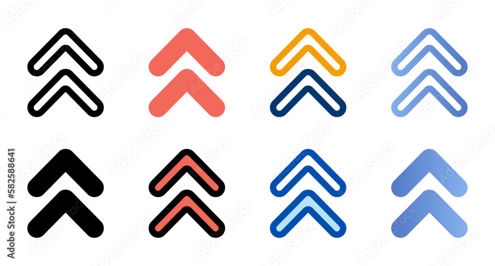 Poster up arrows icons in different style. up arrows icons. different style icons set. vector illustration