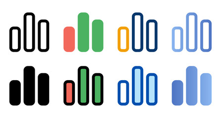 Bar chart icons in different style. Bar chart icons. Different style icons set. Vector illustration