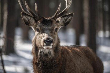 Deer that look lovely in the winter. Generative AI