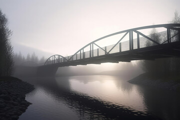 Fototapeta na wymiar Arched bridge over a serene river architecture design concept made by generative ai
