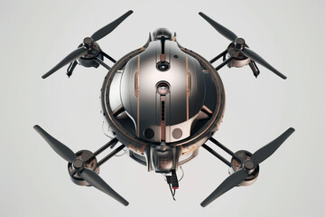Top view of a black drone isolated in a white background design concept made by generative ai