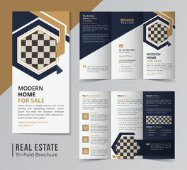 Corporate real estate and home apartment trifold brochure template design, horizontal trifold business brochure design with A4 size layout