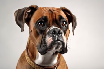Five month old German Boxer on a white background. Generative AI