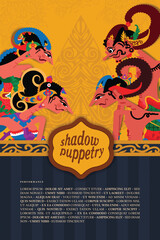 Javanese poster event with flat design wayang or shadow puppet illustration for social media post or banner