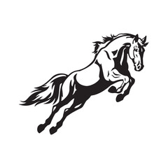 shilhouette horse  running jumping logo isolated white background.