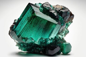 Beautiful green Emerald crystals. Generative AI
