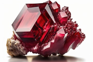 Beautiful red Ruby crystal. Generative AI