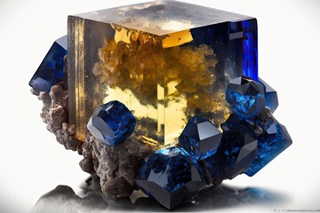 Beautiful blue Sapphire crystal. Generative AI