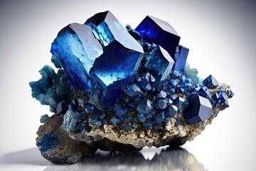 Beautiful blue Sapphire crystal. Generative AI