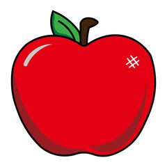 apple vector, red fruit with transparent background, drawing of red apple fruit