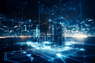 Digital transformation and urban futuristic technology. generative Ai technology