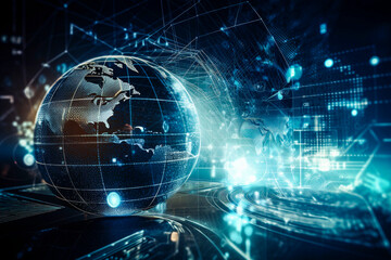 Fototapeta premium Digital transformation and urban futuristic technology. generative Ai technology