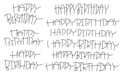 細い線で描かれた誕生日を祝うメッセージのセット/9種類