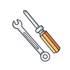 screwdriver and wrench icon vector illustration