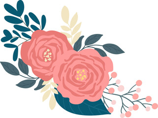 sweet pink spring  flower bouquet floral decoration illustration