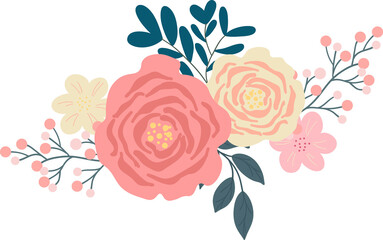 sweet pink spring  flower bouquet floral decoration illustration
