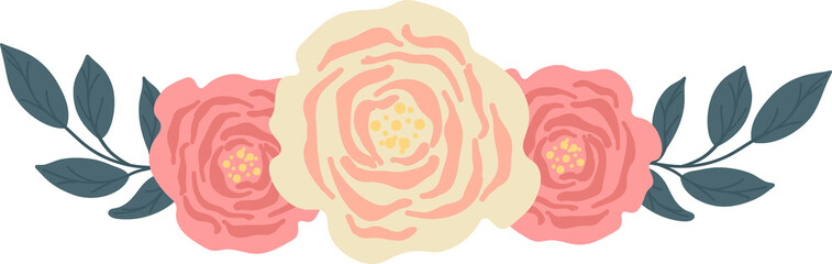 sweet pink spring  flower bouquet floral decoration illustration