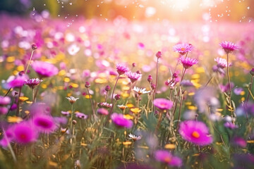 Fototapeta premium reathtaking photograph of a field of wildflowers during Ramadan made with generative AI