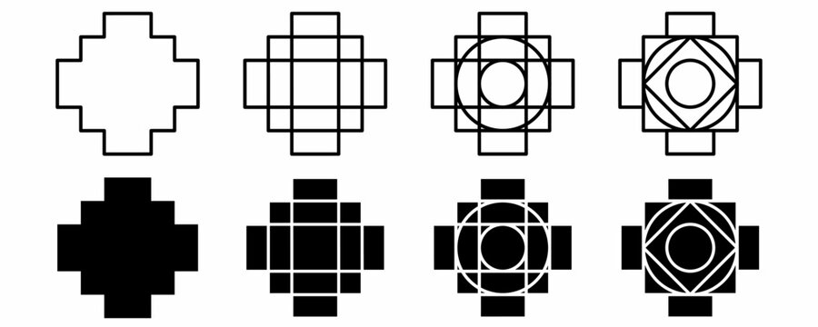 outline silhouette chakana Inca symbol.la chakana sign