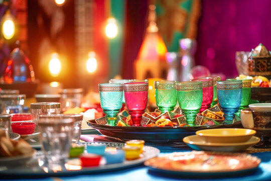 A captivating image of a traditional Ramadan iftar made with generative AI